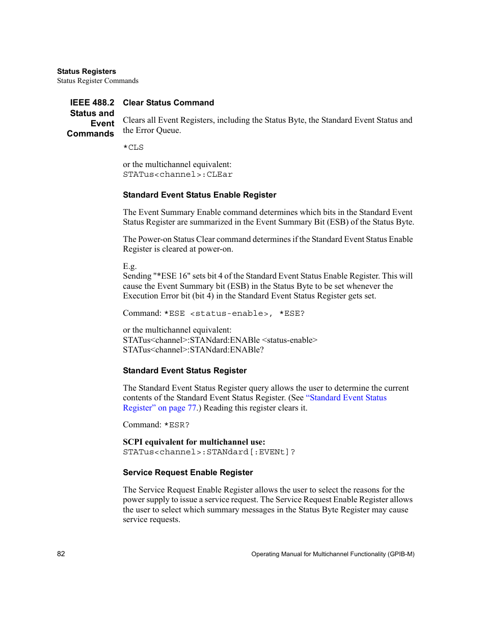 Ieee 488.2 status and event commands | Xantrex Technology GPIB-M-XT User Manual | Page 84 / 134