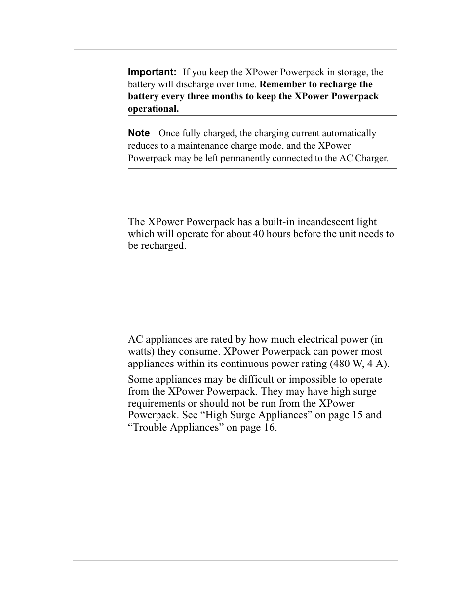 Using the light, Operating ac appliances, Understanding ac appliances | Xantrex Technology 600HD User Manual | Page 27 / 64