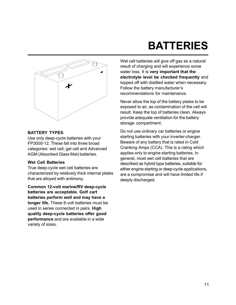 Batteries | Xantrex Technology FP 3000-12 User Manual | Page 11 / 48
