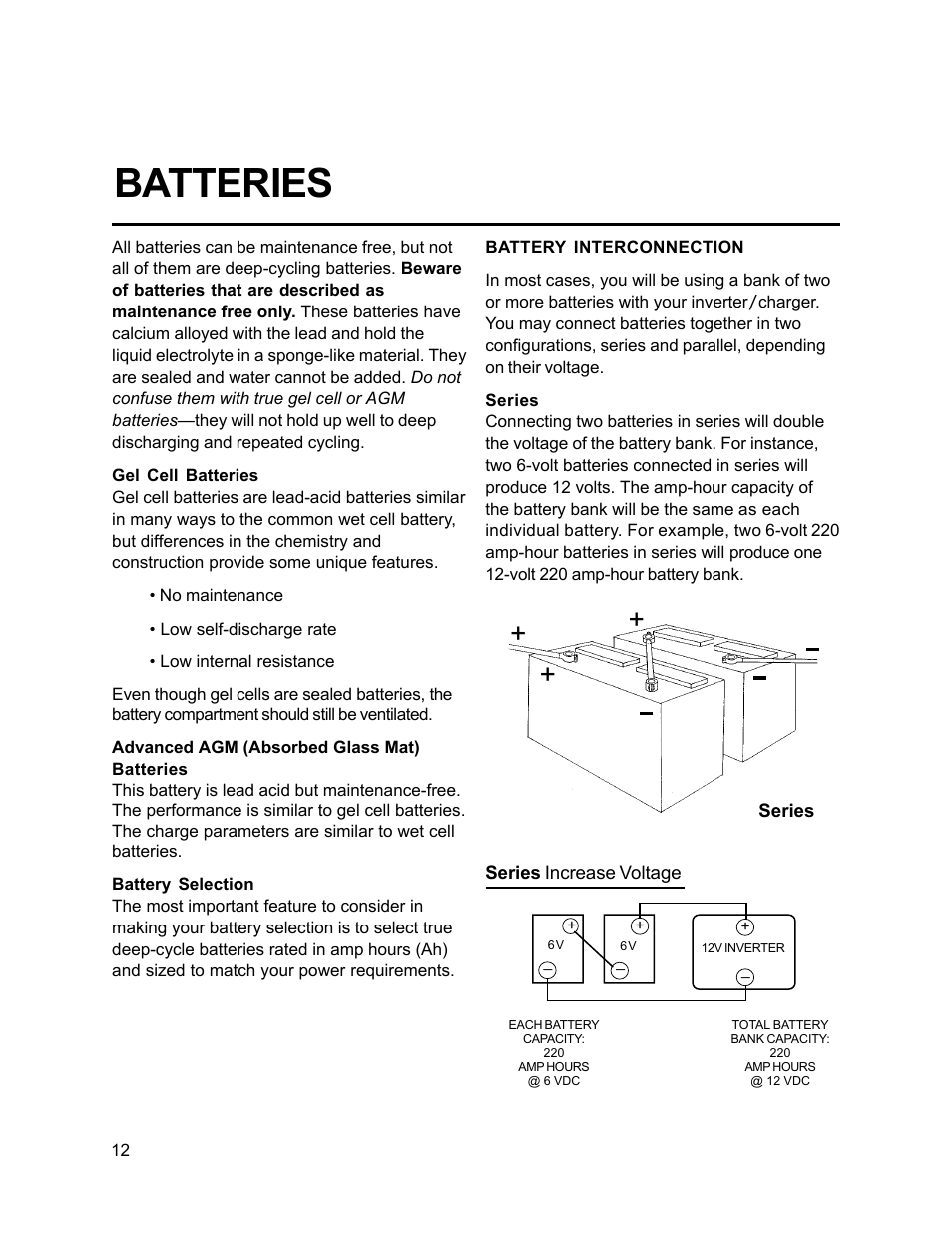 Batteries | Xantrex Technology FP 3000-12 User Manual | Page 12 / 48