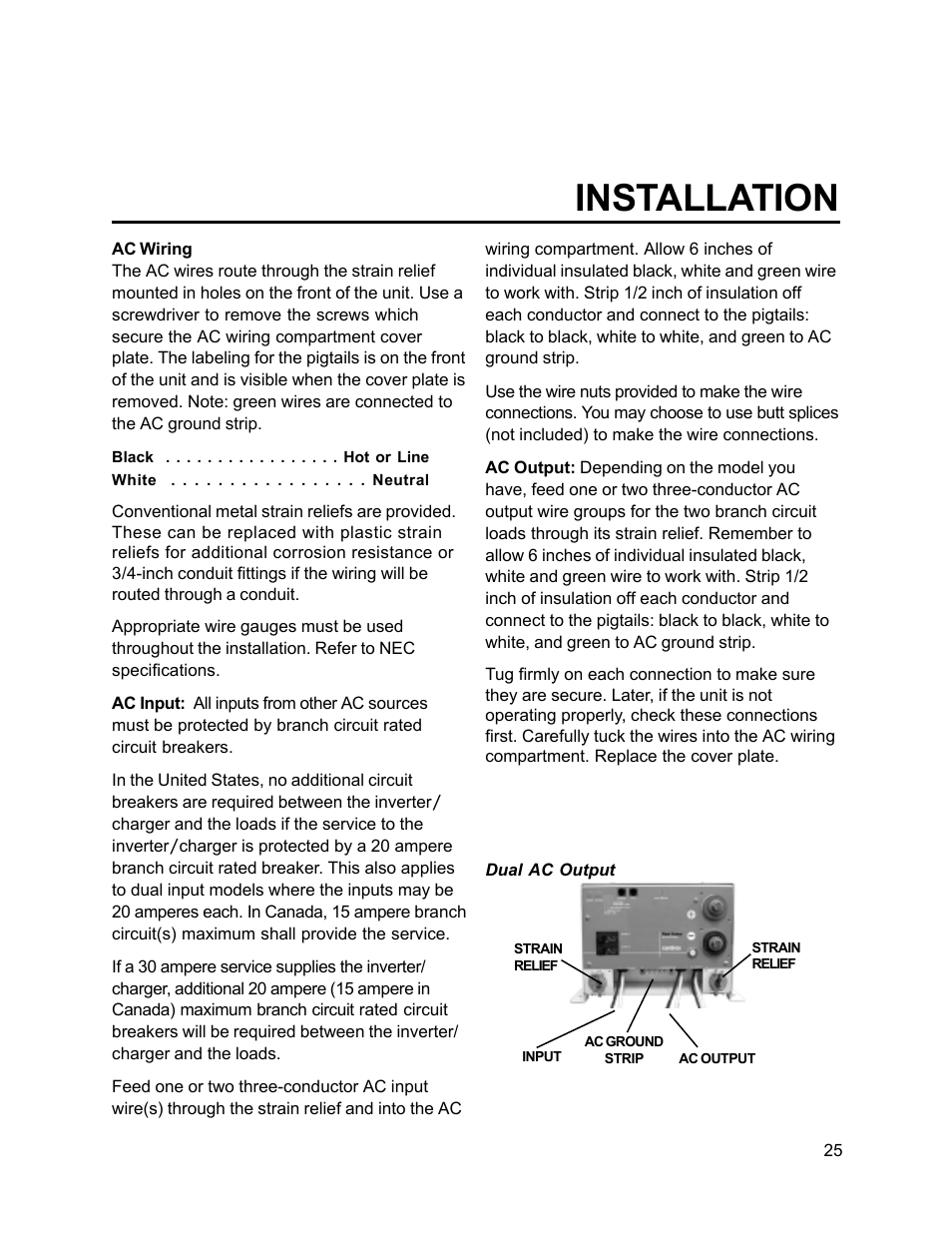 Installation | Xantrex Technology FP 3000-12 User Manual | Page 25 / 48