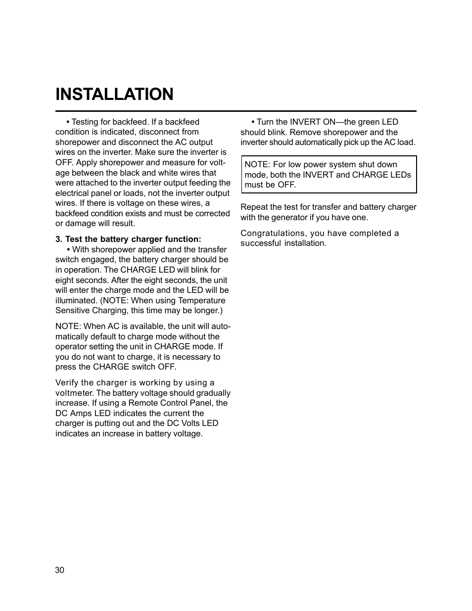 Installation | Xantrex Technology FP 3000-12 User Manual | Page 30 / 48