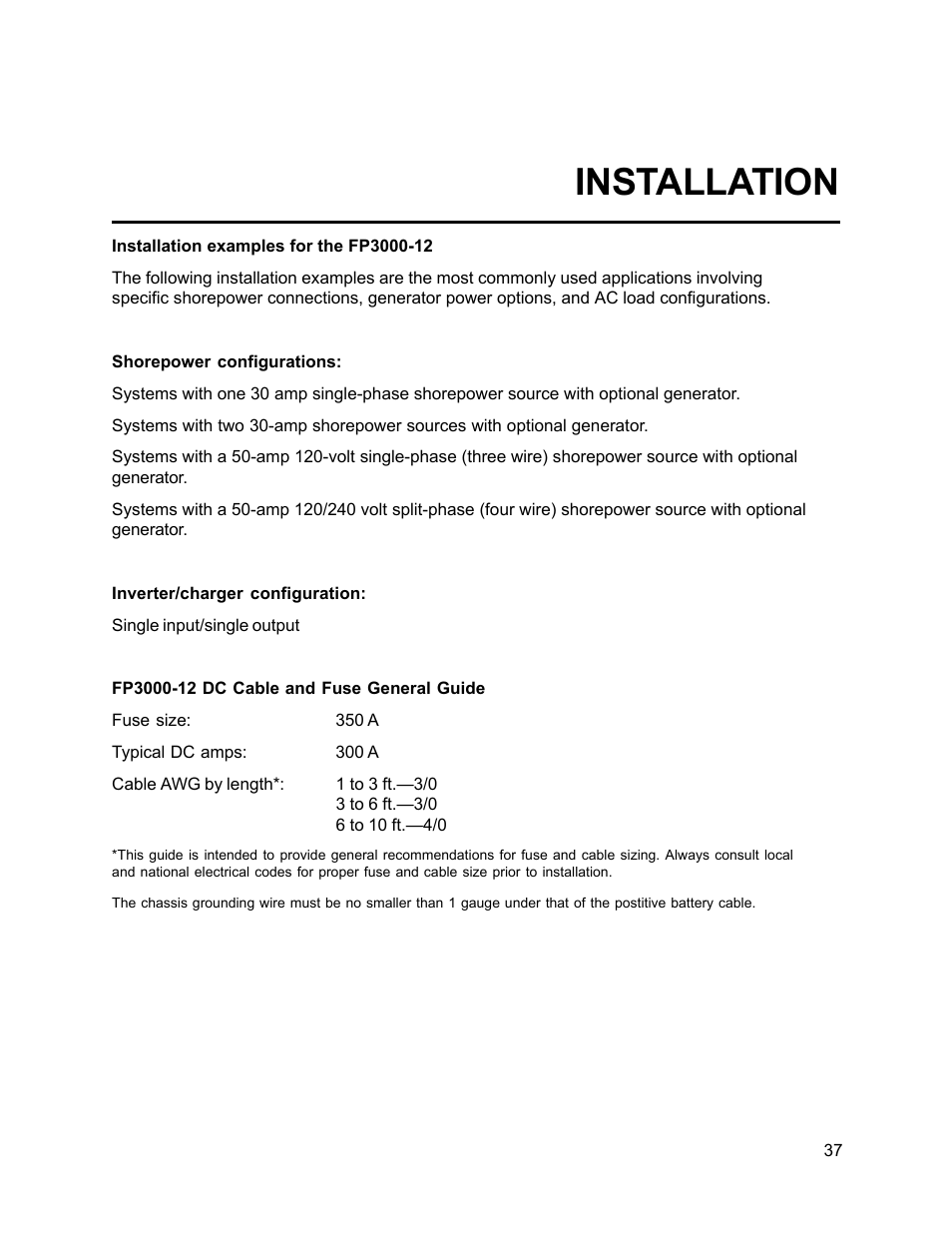 Installation | Xantrex Technology FP 3000-12 User Manual | Page 37 / 48