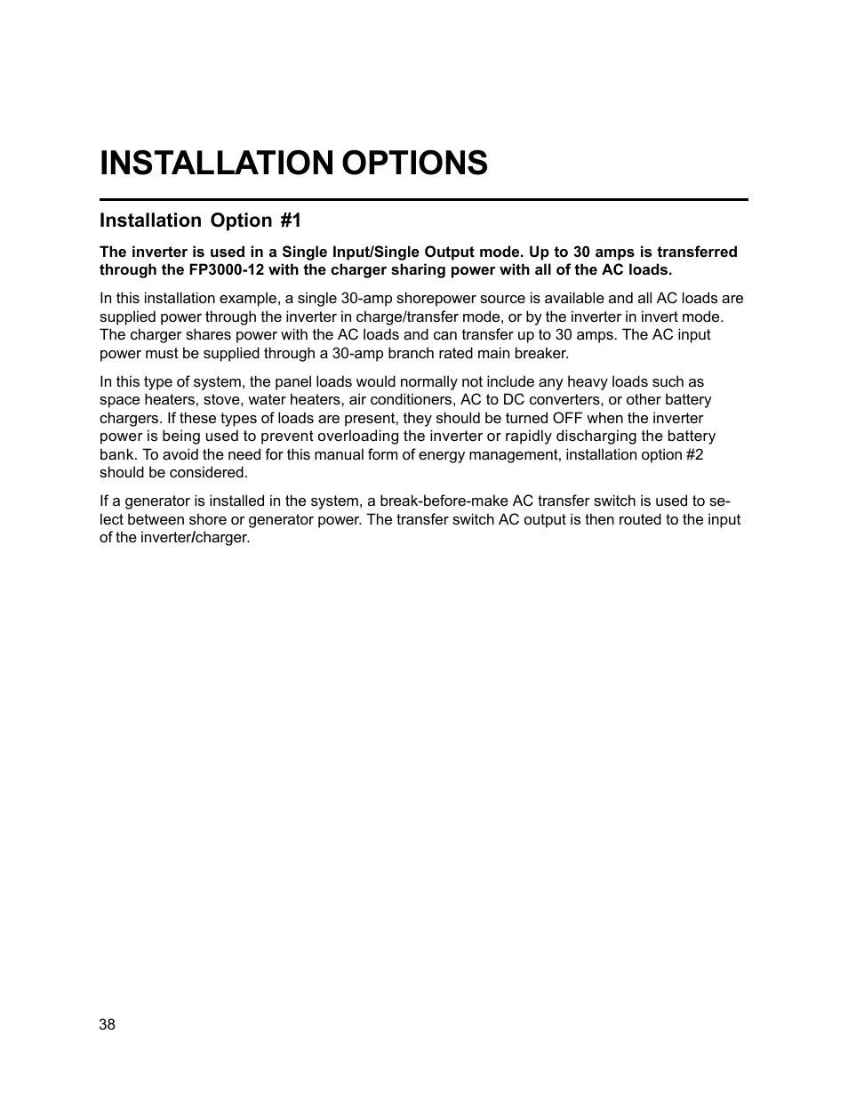 Installation options | Xantrex Technology FP 3000-12 User Manual | Page 38 / 48