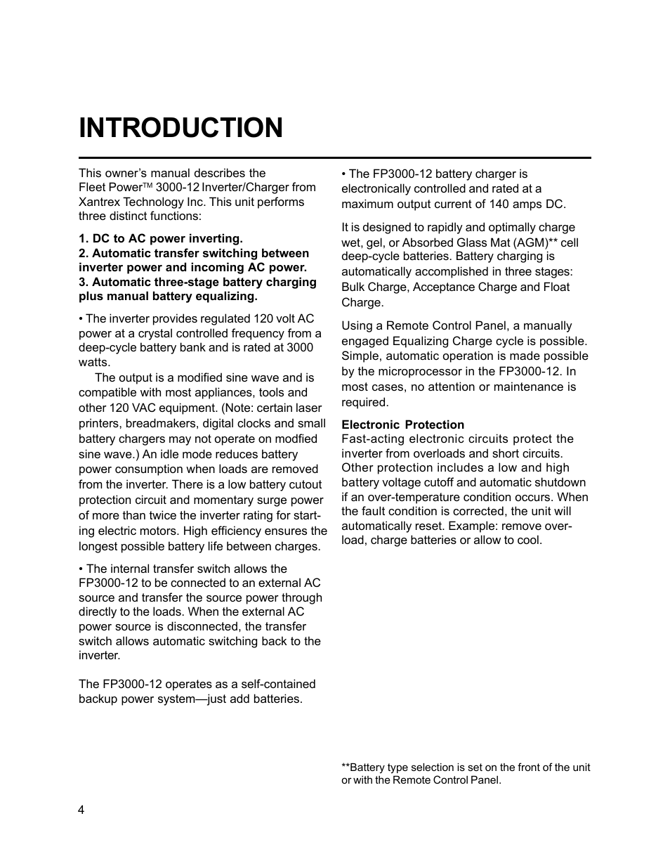 Introduction | Xantrex Technology FP 3000-12 User Manual | Page 4 / 48