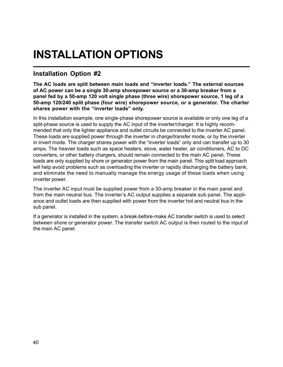 Installation options | Xantrex Technology FP 3000-12 User Manual | Page 40 / 48