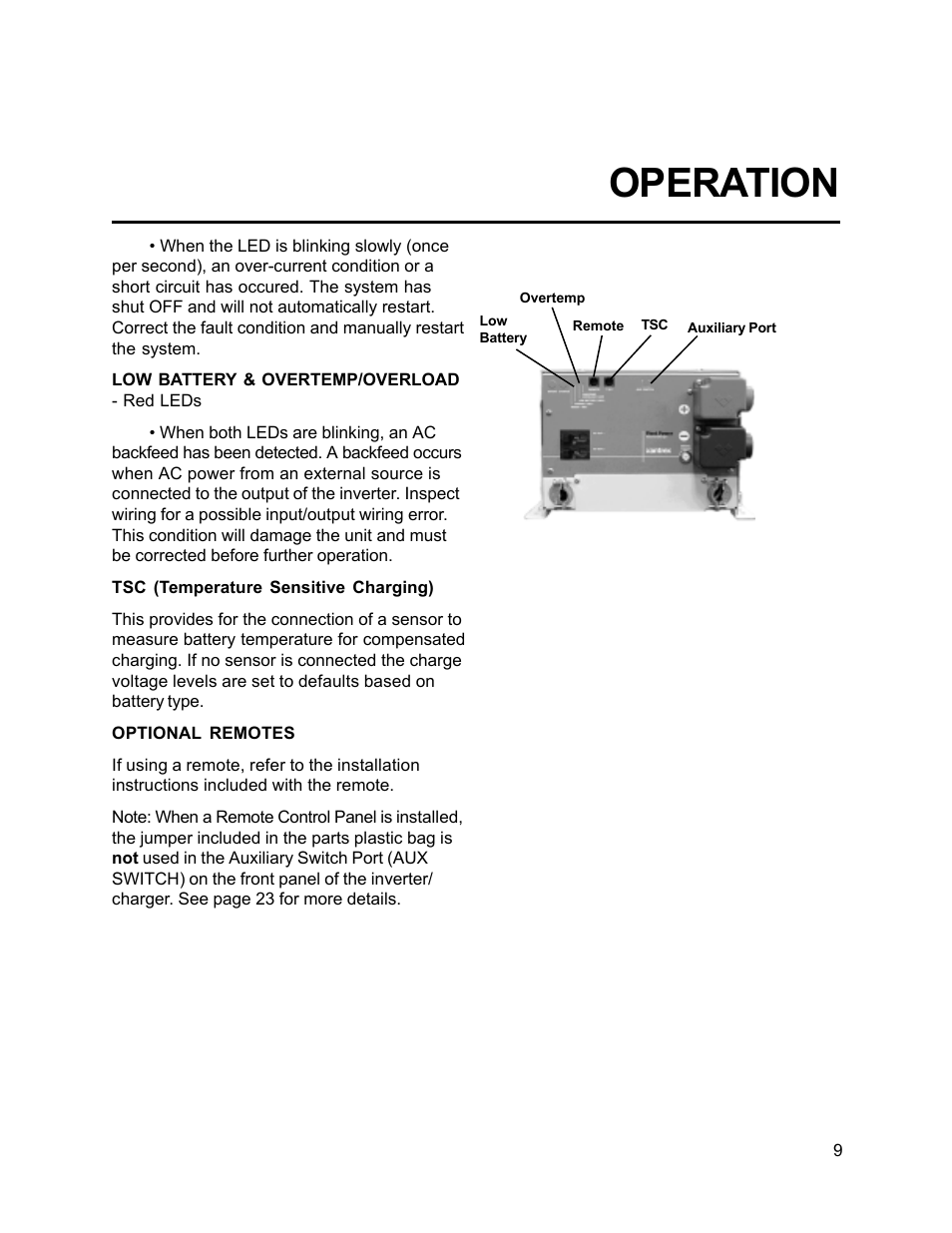 Operation | Xantrex Technology FP 3000-12 User Manual | Page 9 / 48