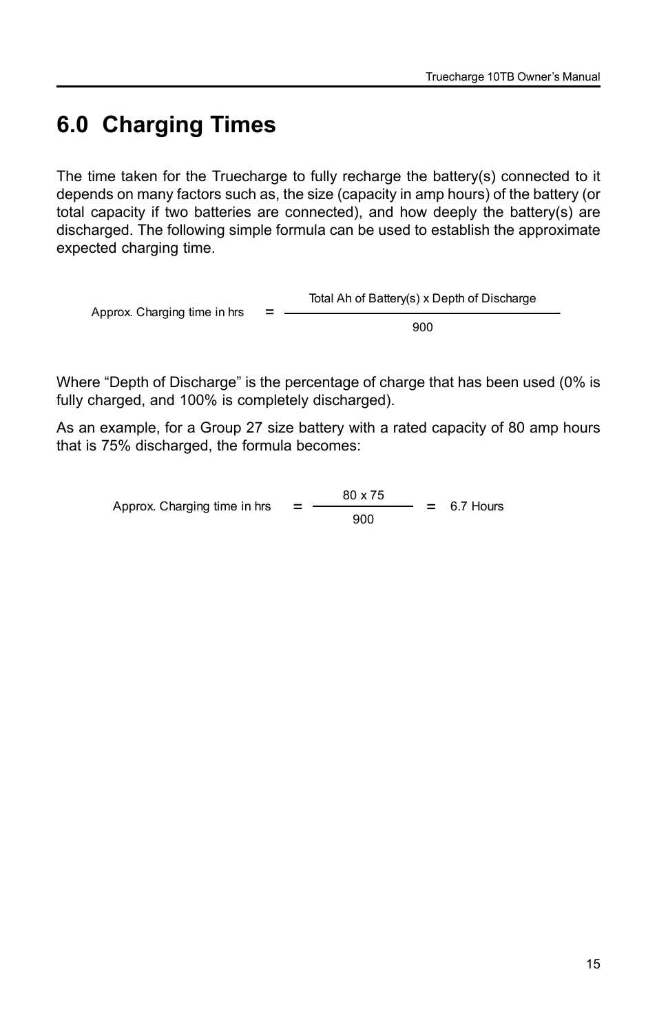 0 charging times | Xantrex Technology TC10TB User Manual | Page 18 / 26