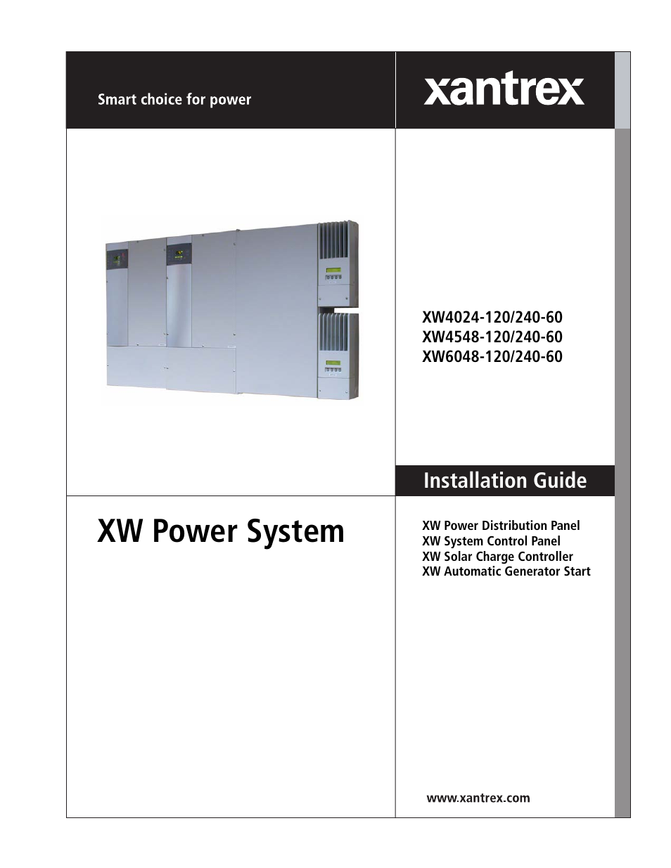 Xantrex Technology XW POWER SYSTEM XW4024-120/240-60 User Manual | 136 pages