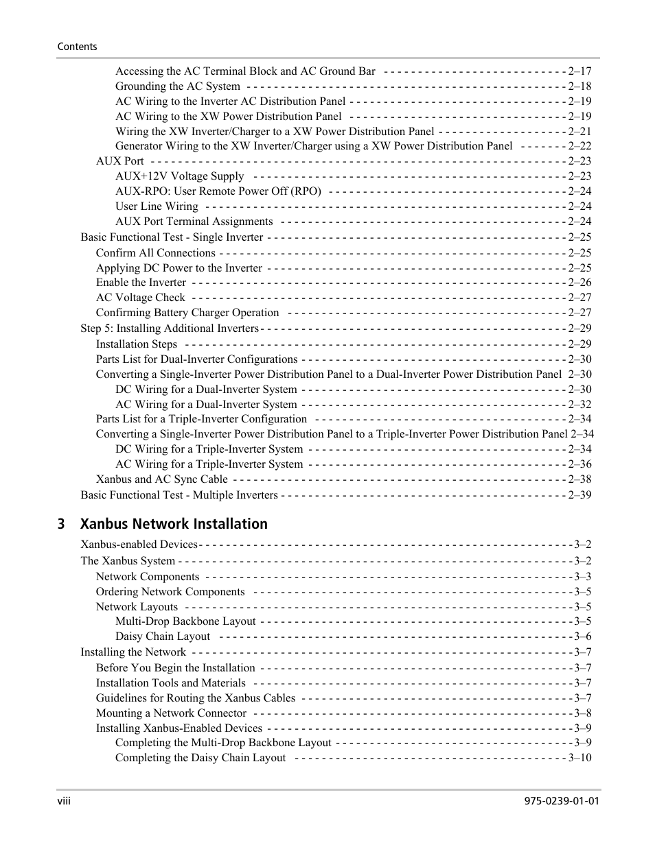 3xanbus network installation | Xantrex Technology XW POWER SYSTEM XW4024-120/240-60 User Manual | Page 10 / 136
