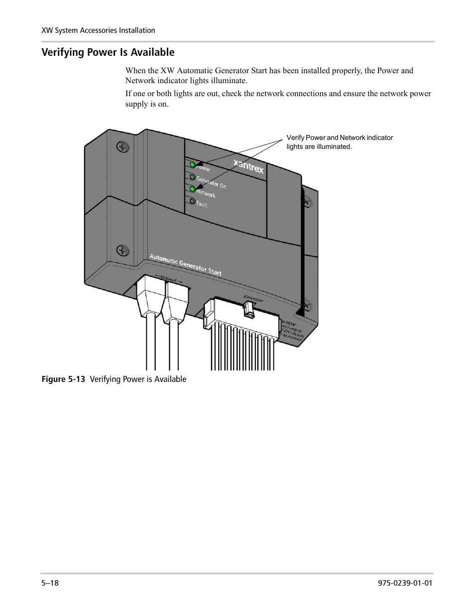 Verifying power is available | Xantrex Technology XW POWER SYSTEM XW4024-120/240-60 User Manual | Page 110 / 136