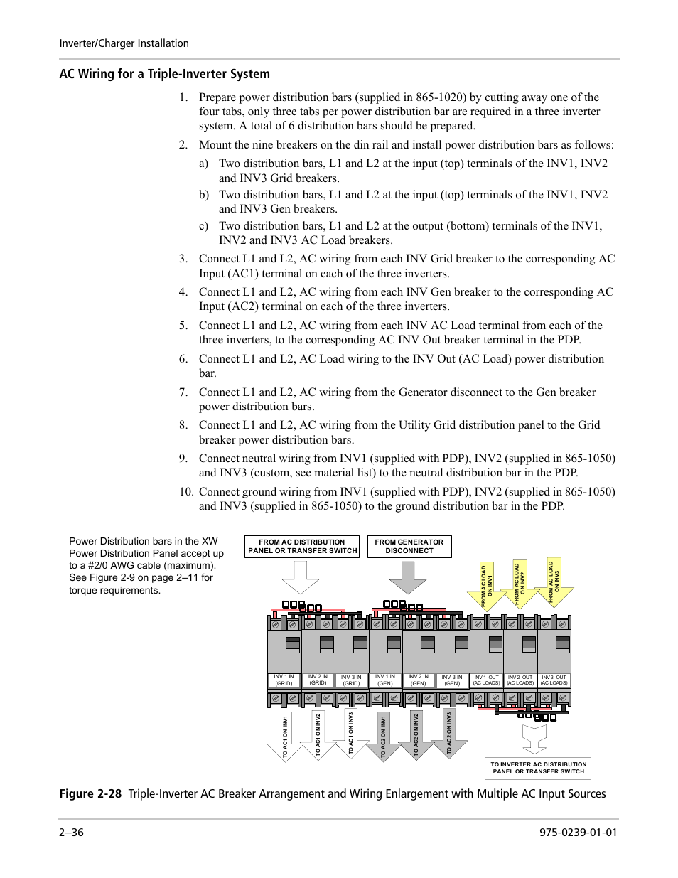 Ac wiring for a triple-inverter system | Xantrex Technology XW POWER SYSTEM XW4024-120/240-60 User Manual | Page 60 / 136