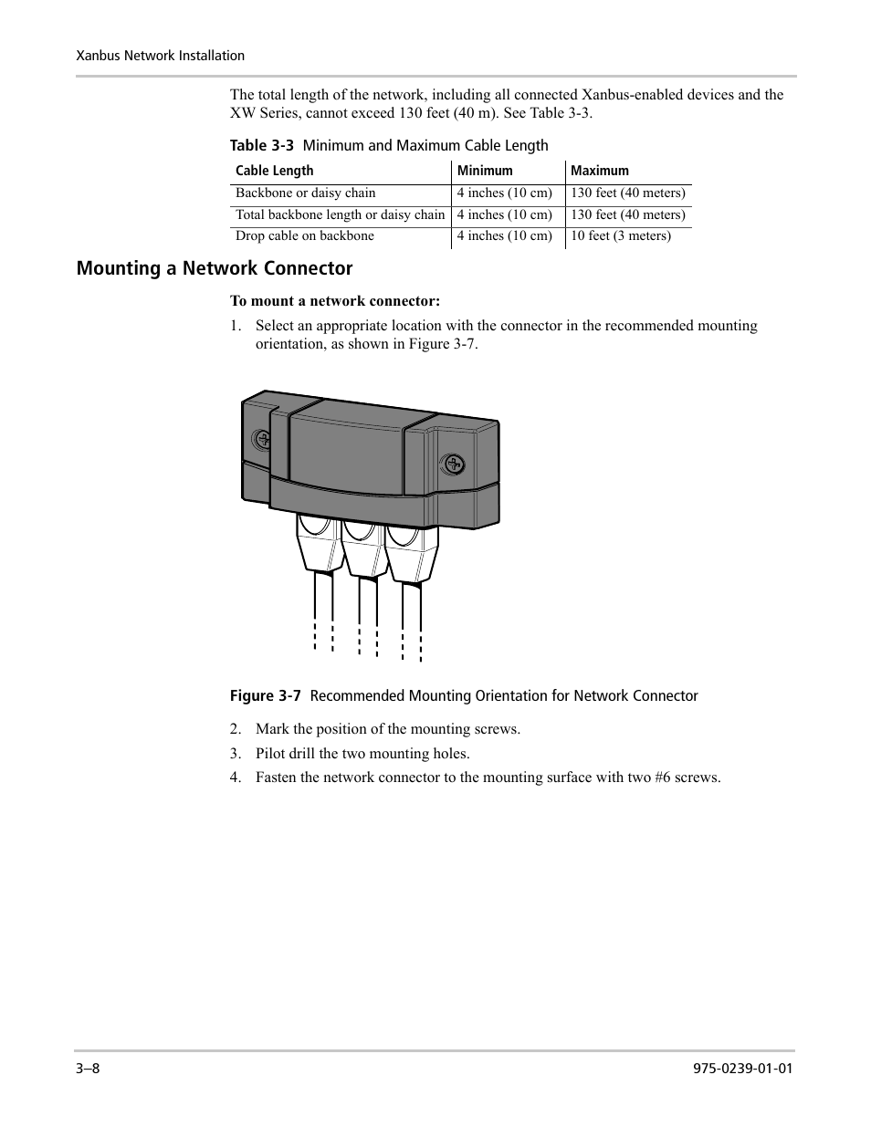 Mounting a network connector | Xantrex Technology XW POWER SYSTEM XW4024-120/240-60 User Manual | Page 74 / 136