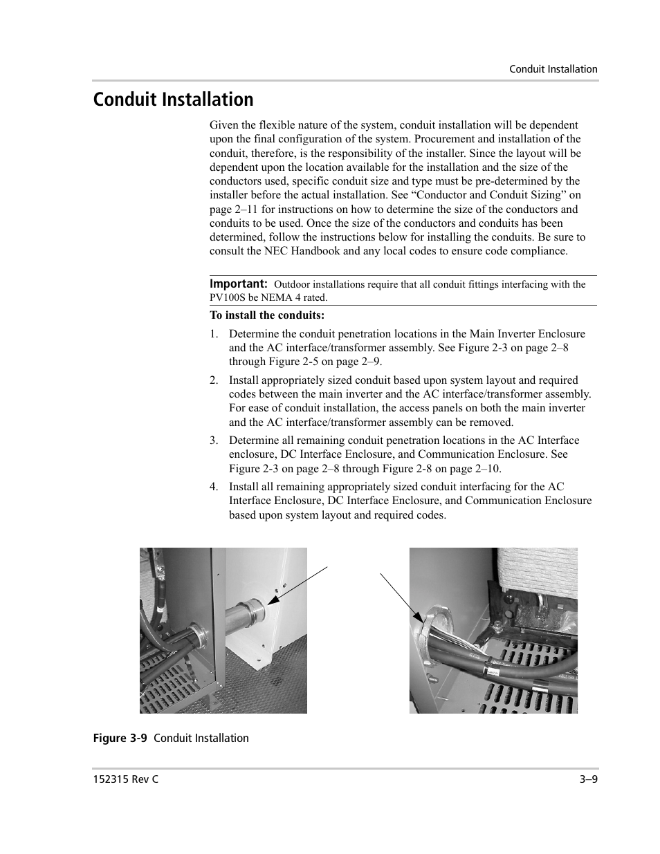 Conduit installation | Xantrex Technology PV100S-480 User Manual | Page 57 / 90
