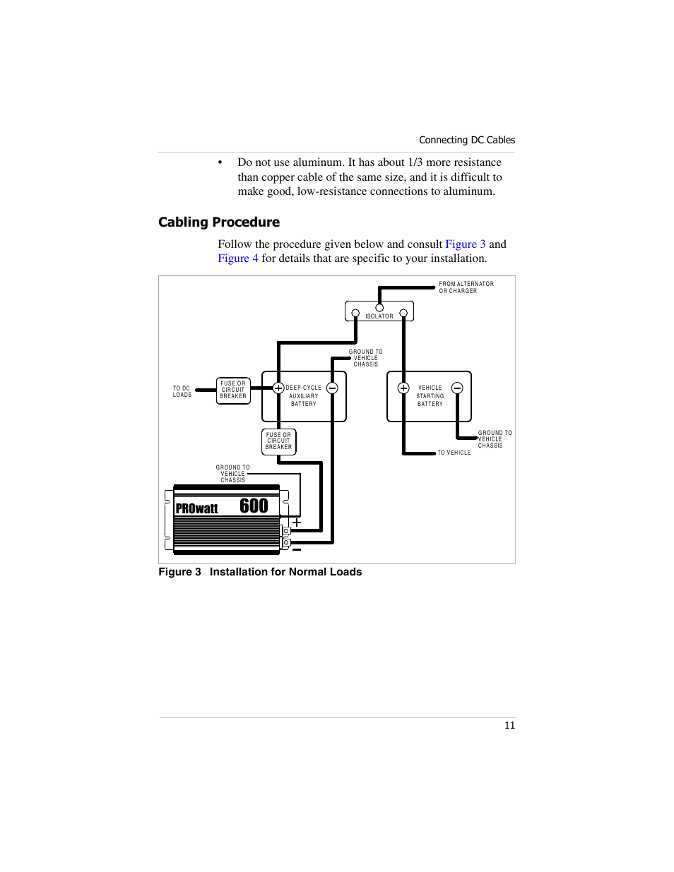 Cabling procedure, Prowatt, Figure 3 installation for normal loads | Xantrex Technology PROwatt 600 User Manual | Page 26 / 66