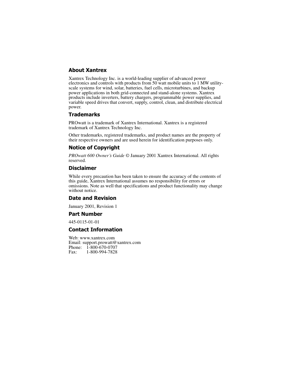 Xantrex Technology PROwatt 600 User Manual | Page 3 / 66