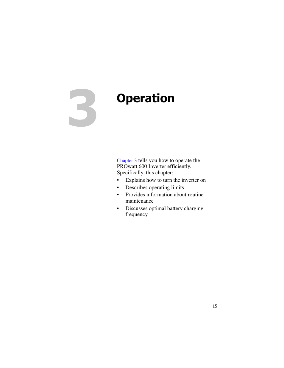 Operation, 3 operation | Xantrex Technology PROwatt 600 User Manual | Page 30 / 66