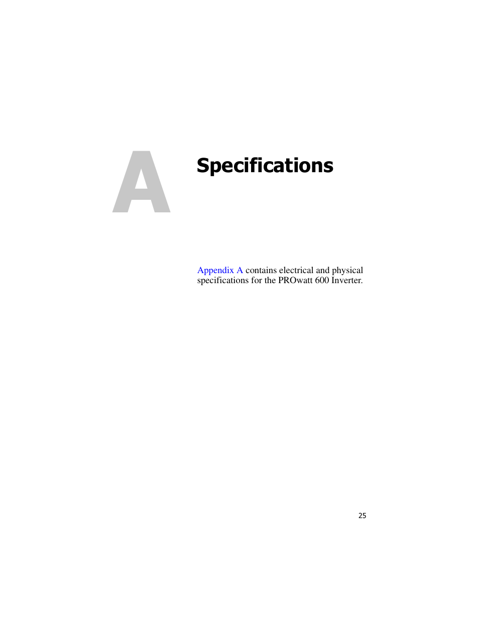 Specifications, Prov | Xantrex Technology PROwatt 600 User Manual | Page 40 / 66