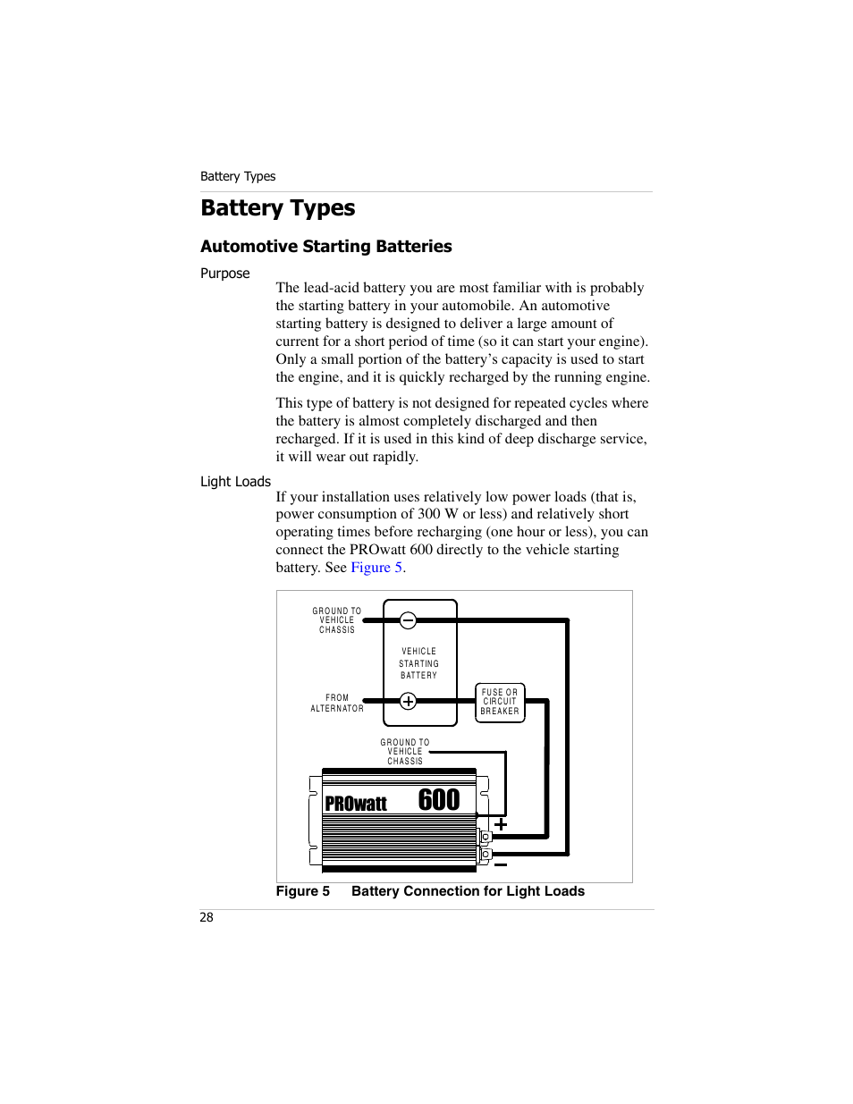 Battery types, Automotive starting batteries, Prowatt | Xantrex Technology PROwatt 600 User Manual | Page 43 / 66