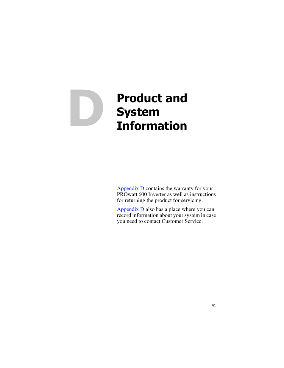 Product and system information | Xantrex Technology PROwatt 600 User Manual | Page 56 / 66