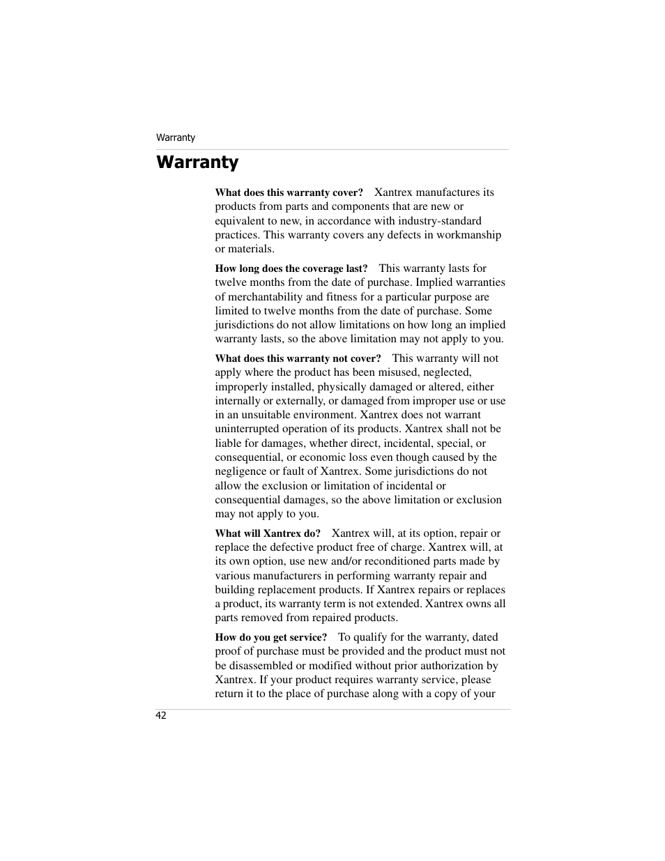 Warranty | Xantrex Technology PROwatt 600 User Manual | Page 57 / 66