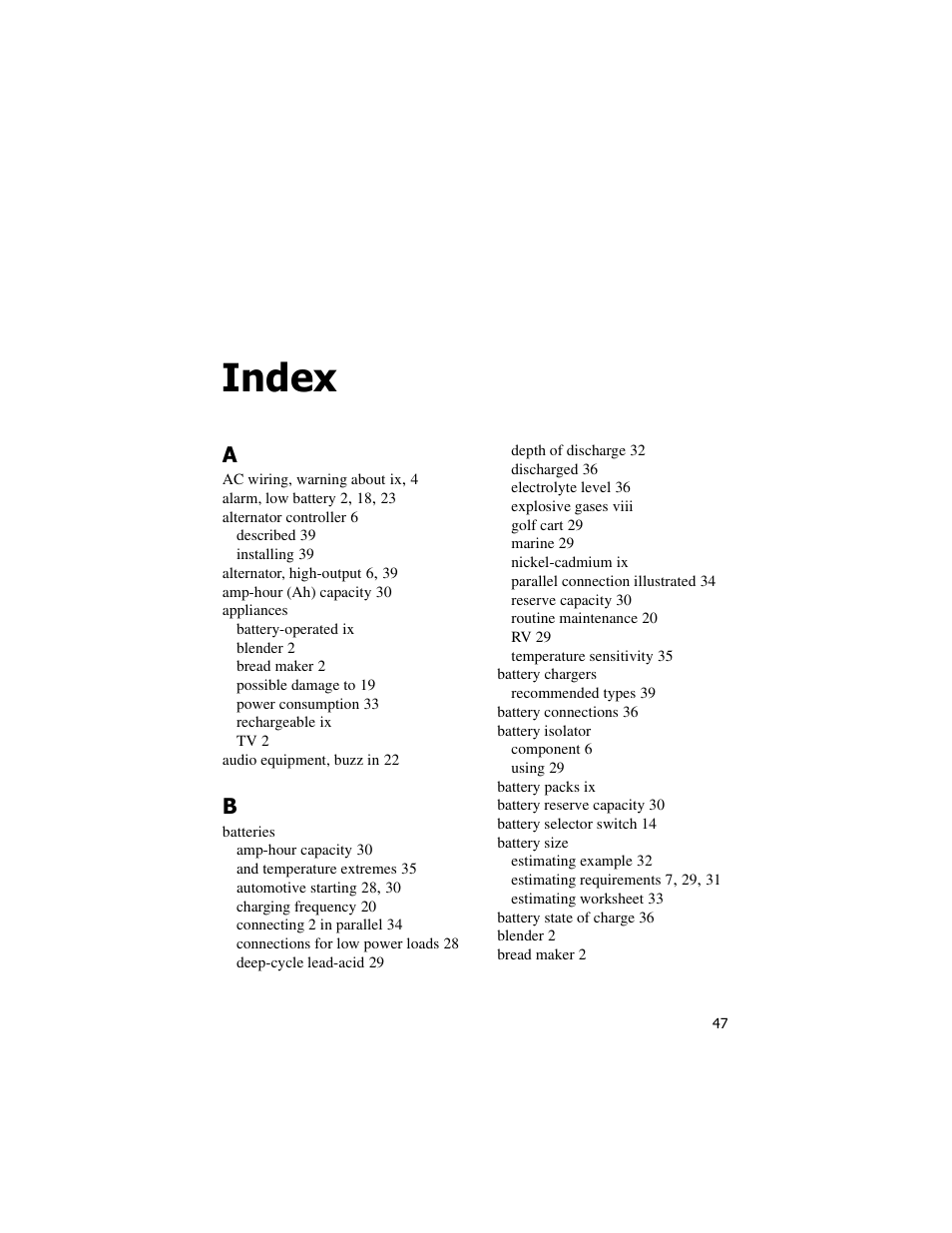 Index | Xantrex Technology PROwatt 600 User Manual | Page 62 / 66