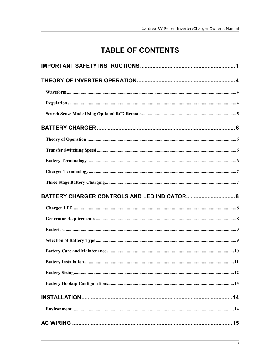 Xantrex Technology RV2012 User Manual | Page 2 / 44