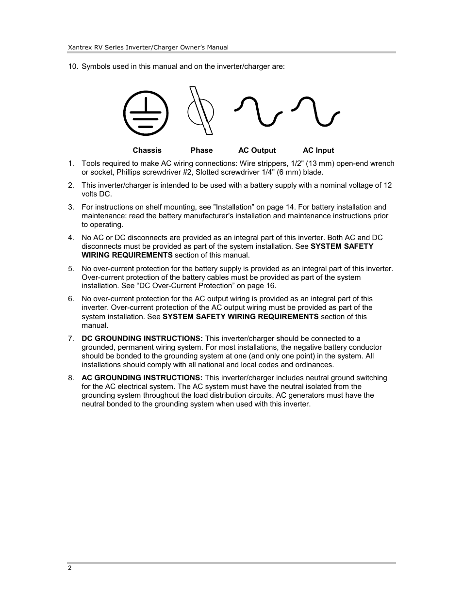 Xantrex Technology RV2012 User Manual | Page 7 / 44