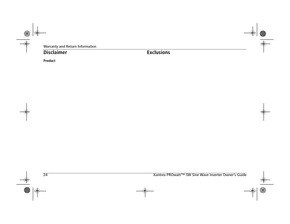 Disclaimer, Exclusions | Xantrex Technology PROWATT SW SW 2000 User Manual | Page 34 / 38