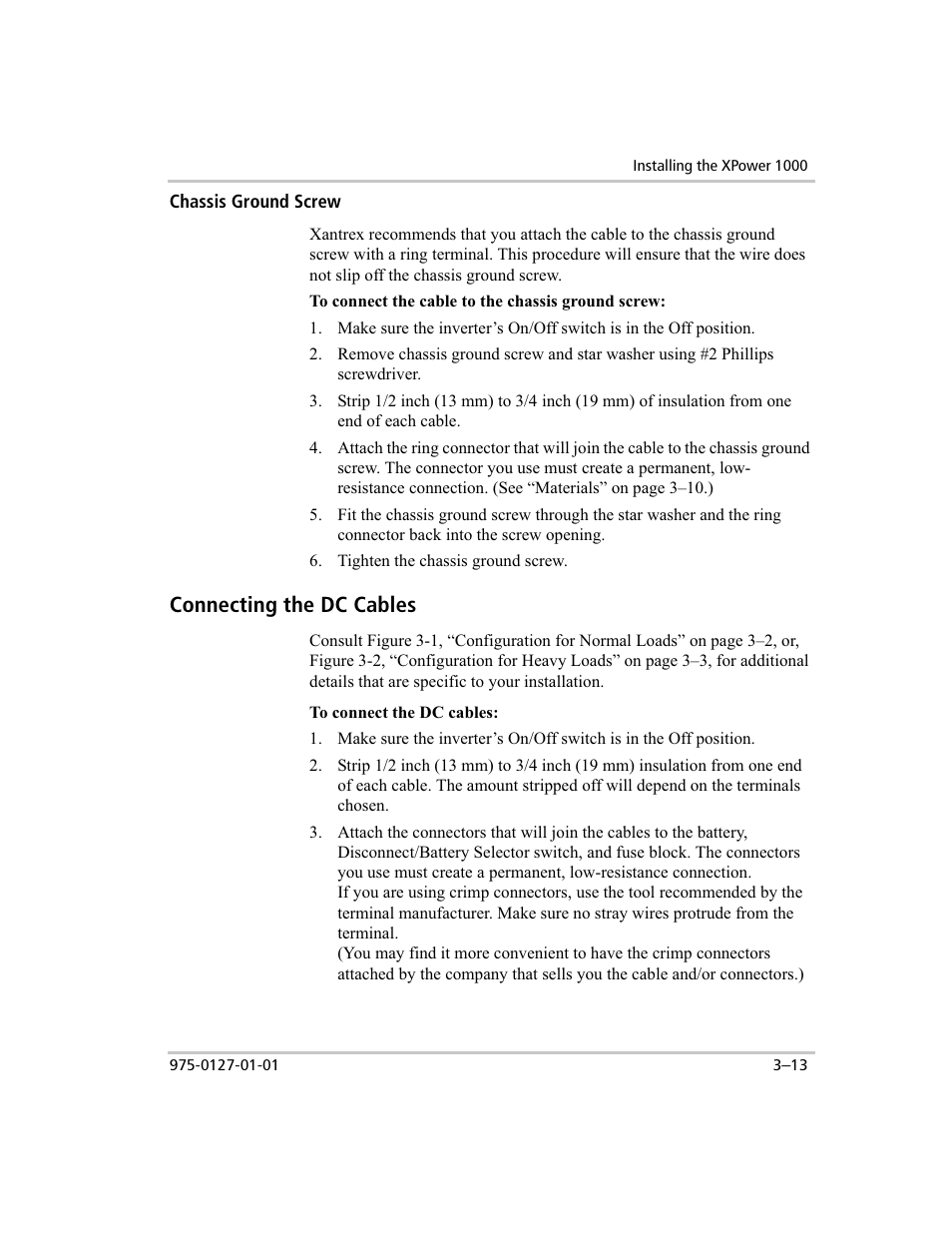 Connecting the dc cables | Xantrex Technology 1000 User Manual | Page 32 / 66