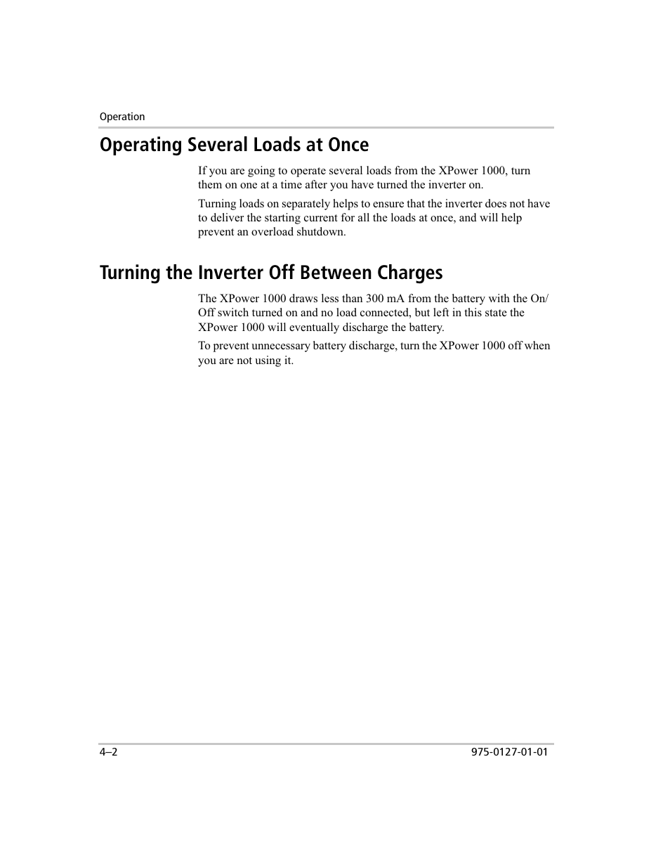 Operating several loads at once, Turning the inverter off between charges | Xantrex Technology 1000 User Manual | Page 37 / 66