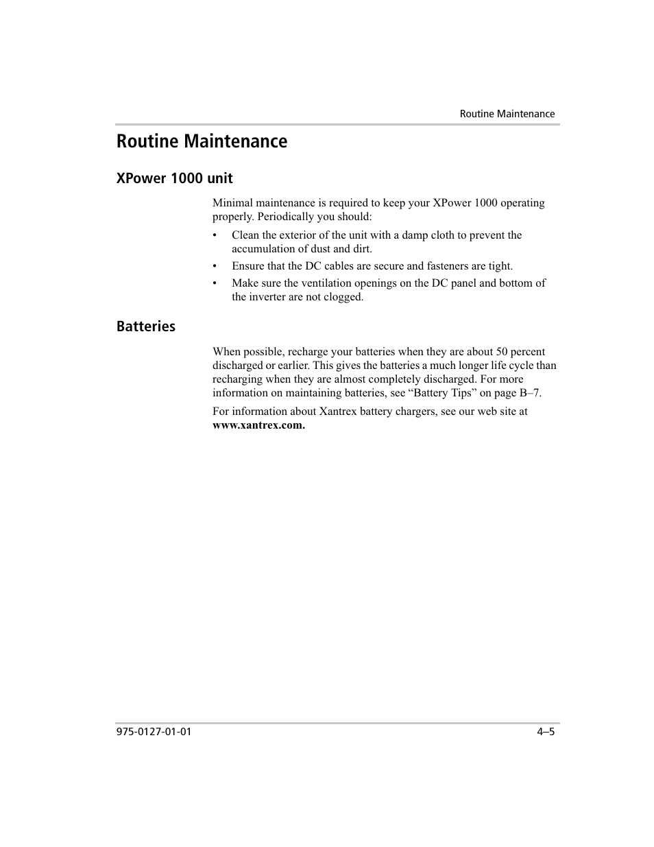 Routine maintenance | Xantrex Technology 1000 User Manual | Page 40 / 66