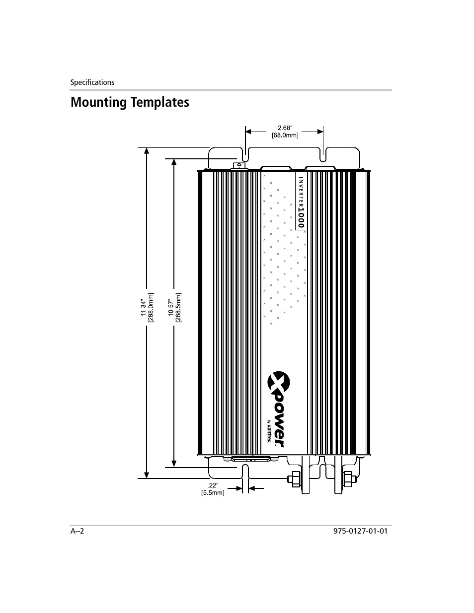 Mounting templates | Xantrex Technology 1000 User Manual | Page 47 / 66