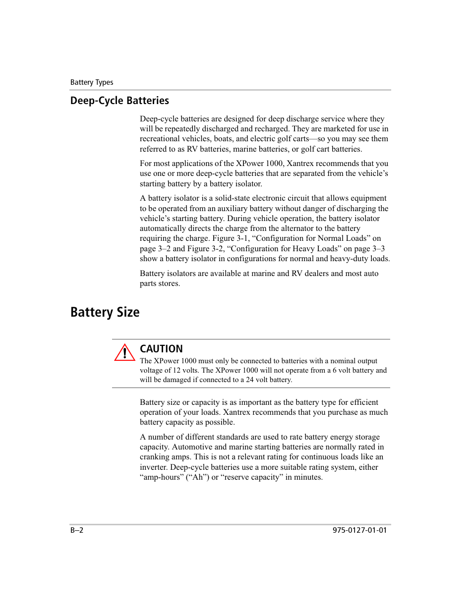 Battery size | Xantrex Technology 1000 User Manual | Page 49 / 66