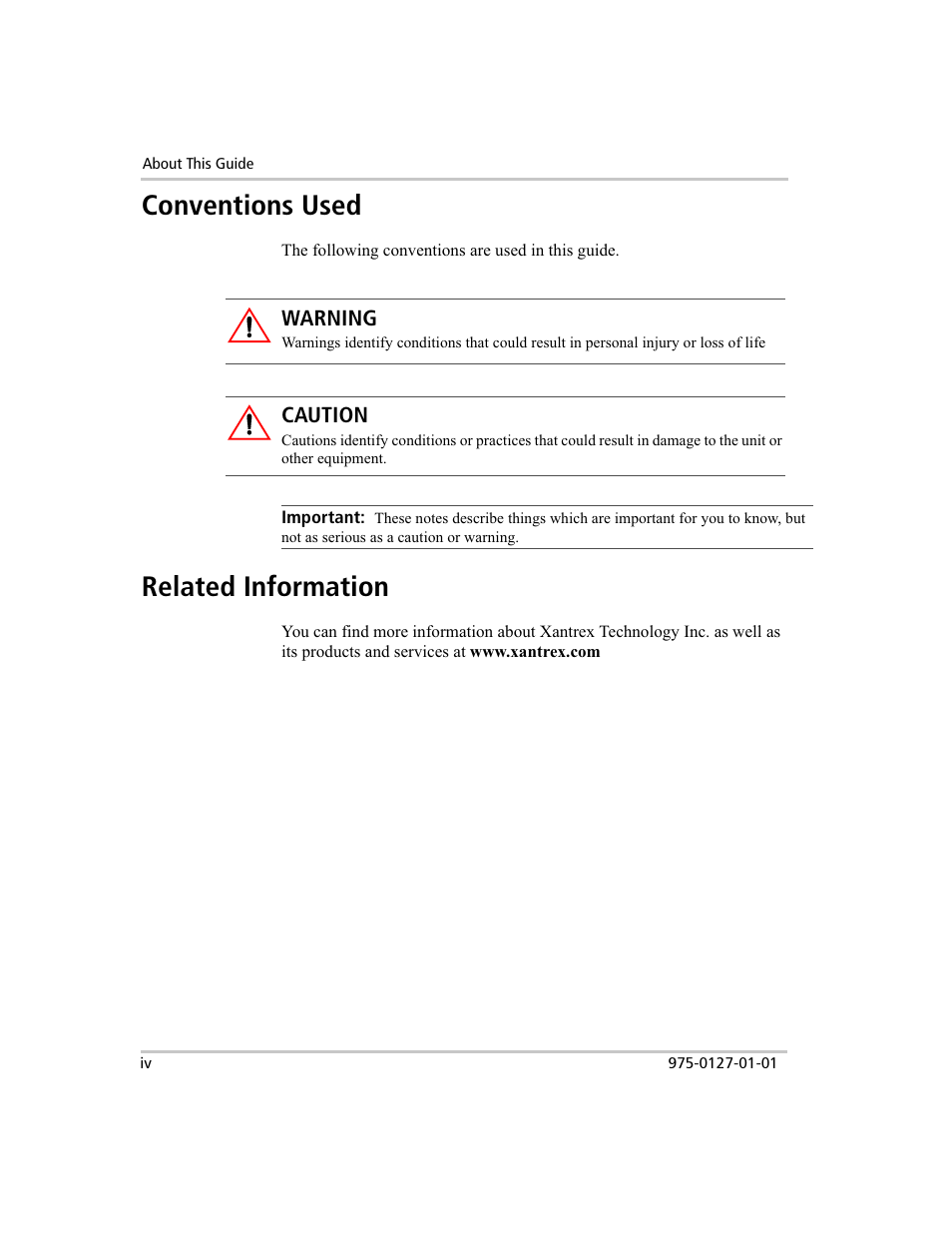 Conventions used, Related information | Xantrex Technology 1000 User Manual | Page 5 / 66