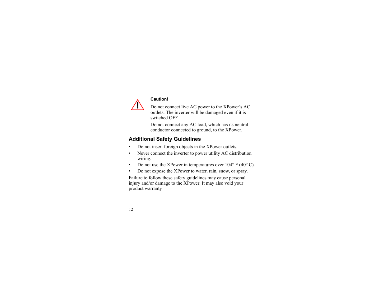 Additional safety guidelines | Xantrex Technology 175 PLUS User Manual | Page 13 / 52