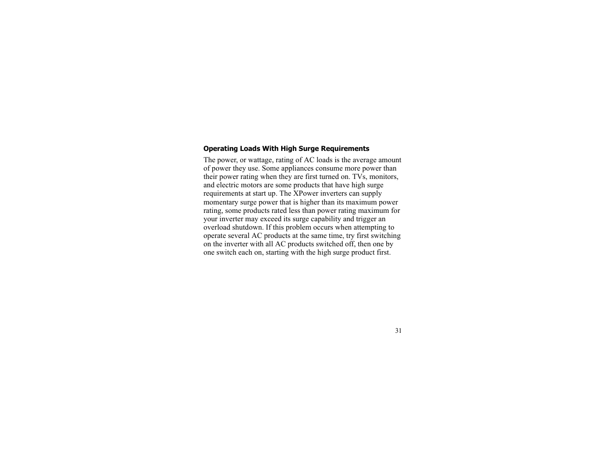 Operating loads with high surge requirements | Xantrex Technology 175 PLUS User Manual | Page 32 / 52