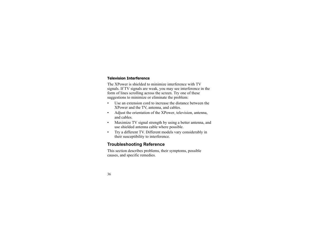 Television interference, Troubleshooting reference | Xantrex Technology 175 PLUS User Manual | Page 37 / 52