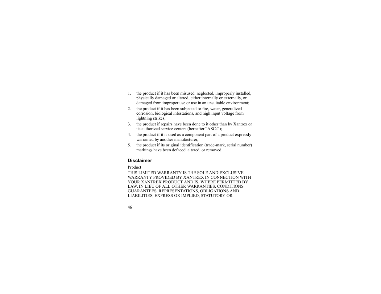 Disclaimer | Xantrex Technology 175 PLUS User Manual | Page 47 / 52