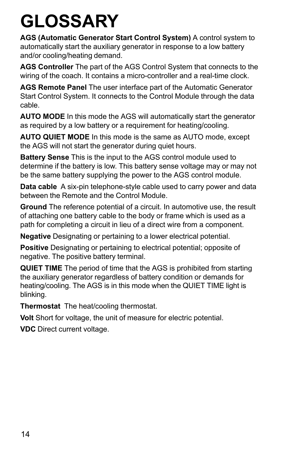 Glossary | Xantrex Technology AGS User Manual | Page 14 / 20