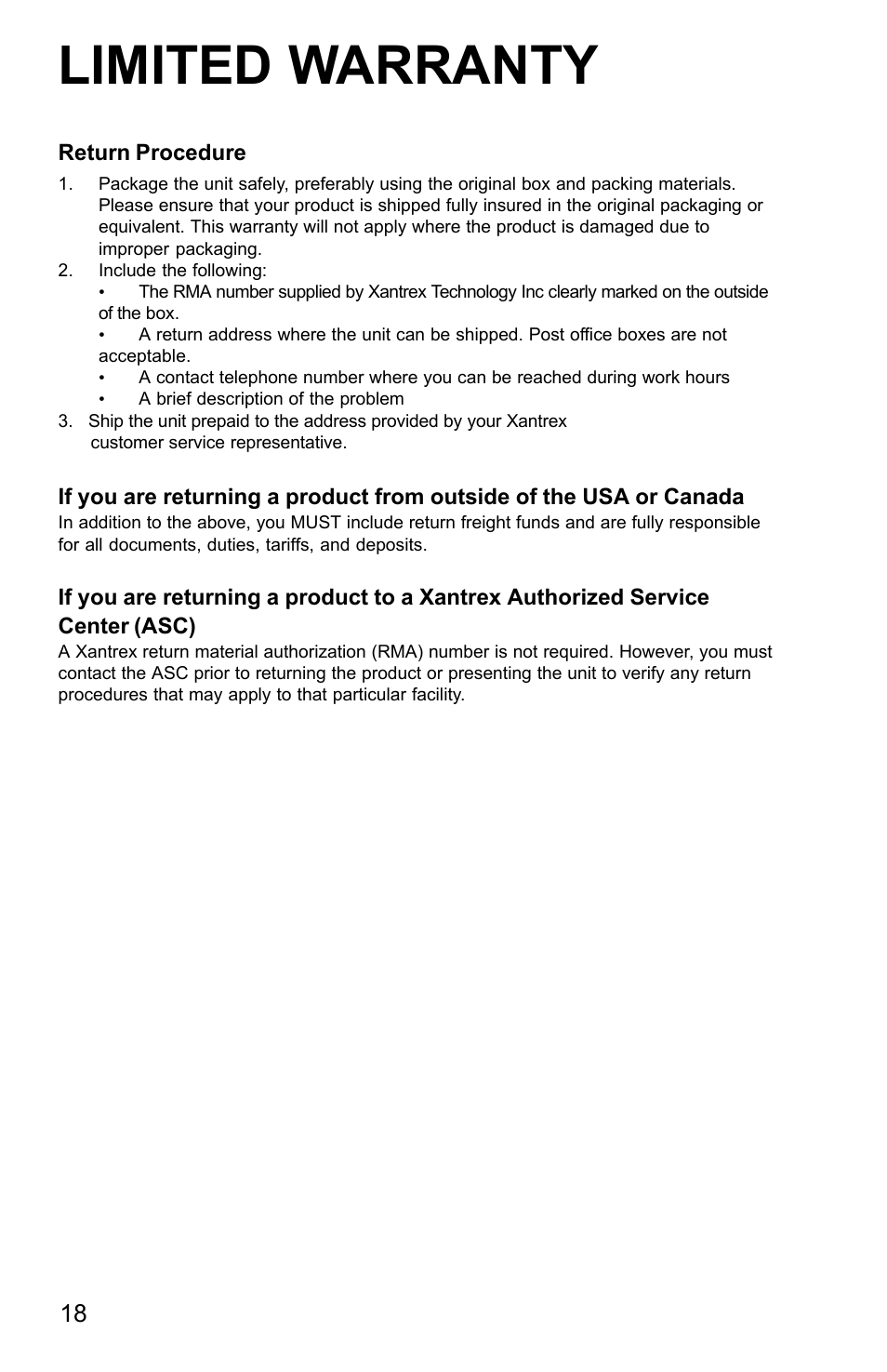 Limited warranty | Xantrex Technology AGS User Manual | Page 18 / 20