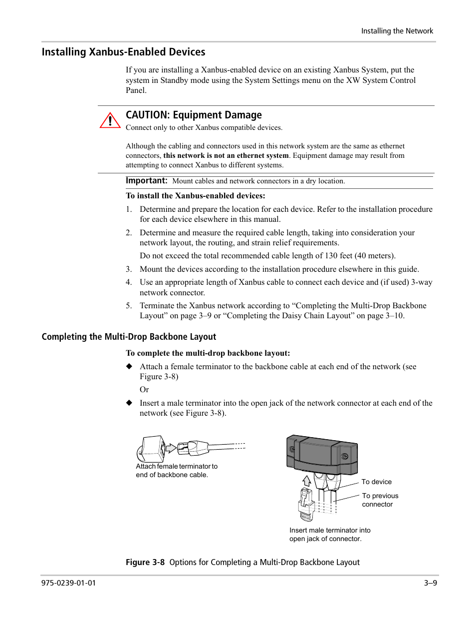 Installing xanbus-enabled devices, Caution: equipment damage | Xantrex Technology XW4024-120/240-60 User Manual | Page 75 / 136