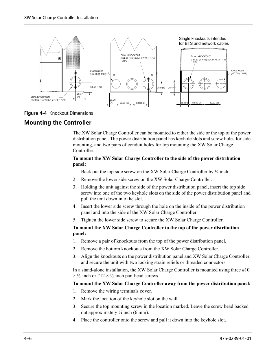 Mounting the controller | Xantrex Technology XW4024-120/240-60 User Manual | Page 82 / 136