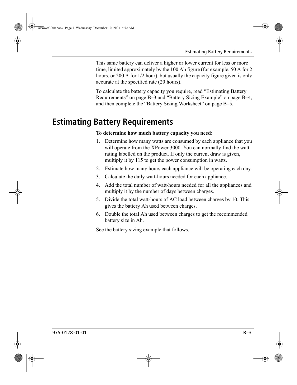 Estimating battery requirements | Xantrex Technology 3000 User Manual | Page 49 / 64