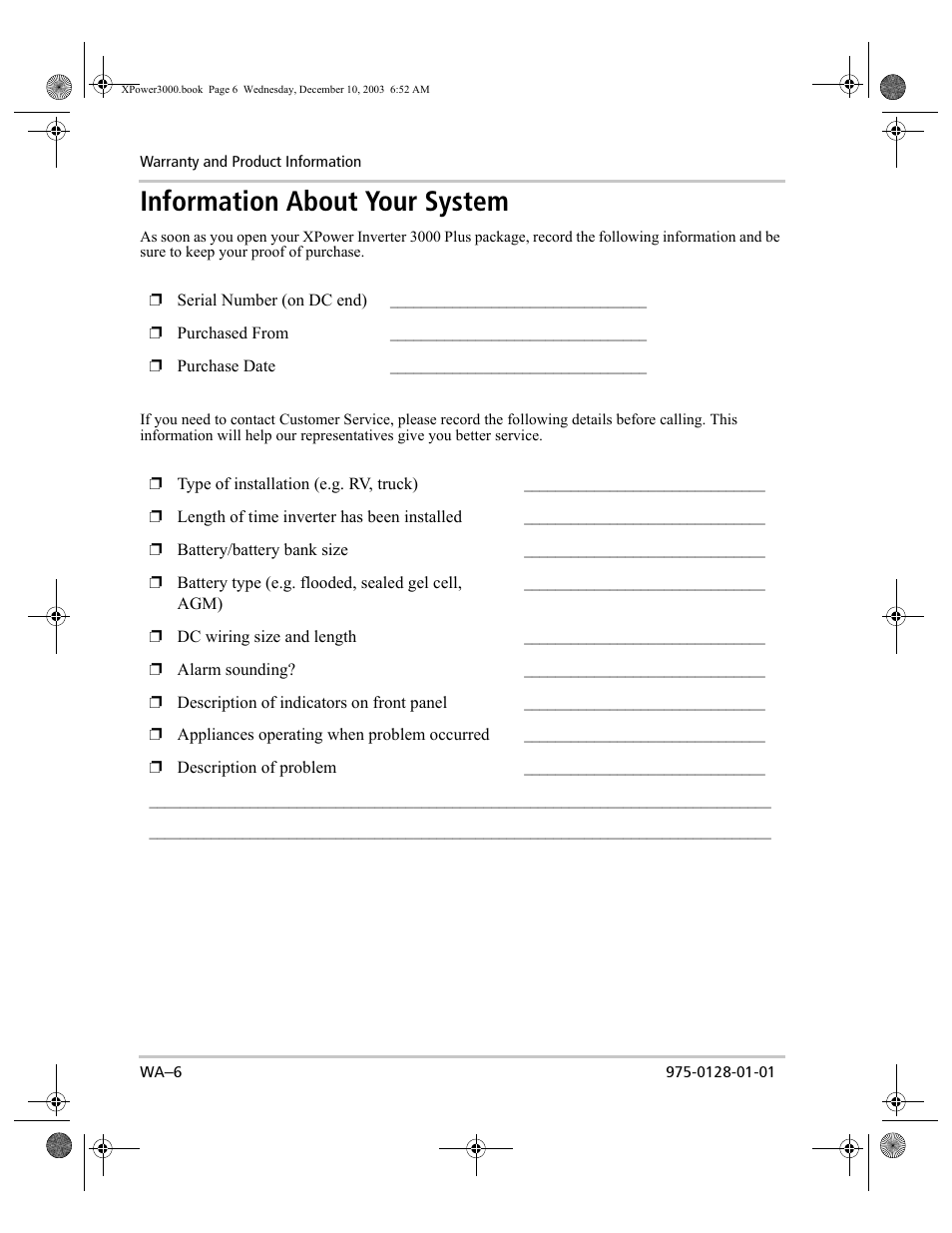 Information about your system | Xantrex Technology 3000 User Manual | Page 64 / 64