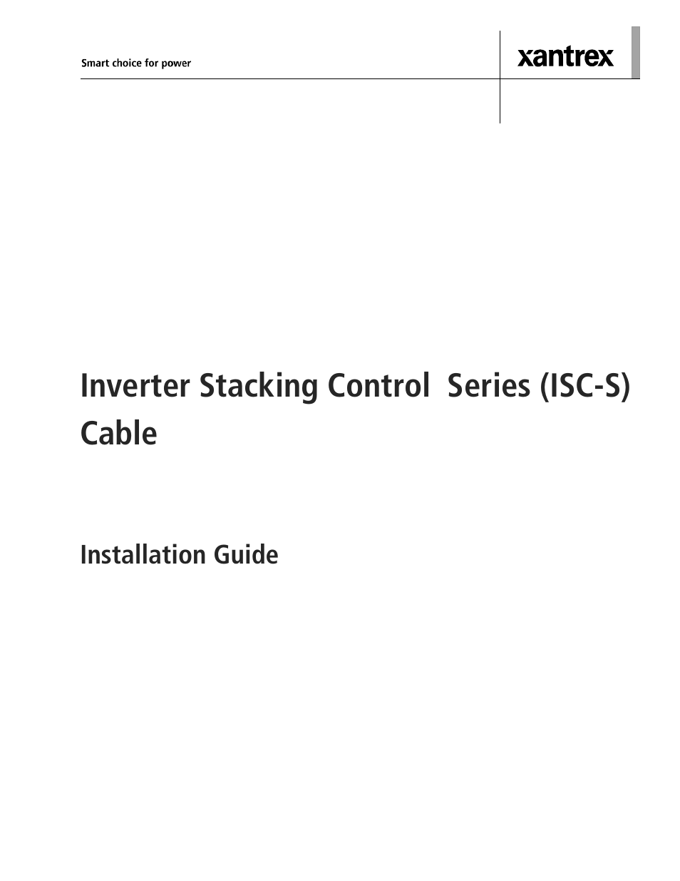 Inverter stacking control  series (isc-s) cable, Installation guide, Inverter stacking control series (isc-s) cable | Xantrex Technology power Inverter Stacking User Manual | Page 3 / 50