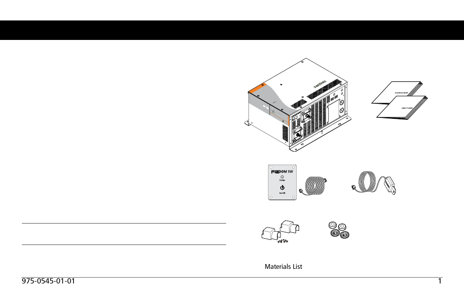 Introduction, Materials list | Xantrex Technology FREEDOM SW 3000 User Manual | Page 15 / 86