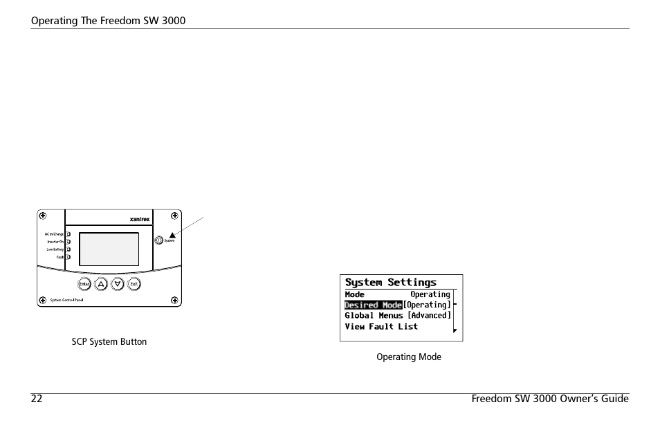 System modes, Operating | Xantrex Technology FREEDOM SW 3000 User Manual | Page 36 / 86