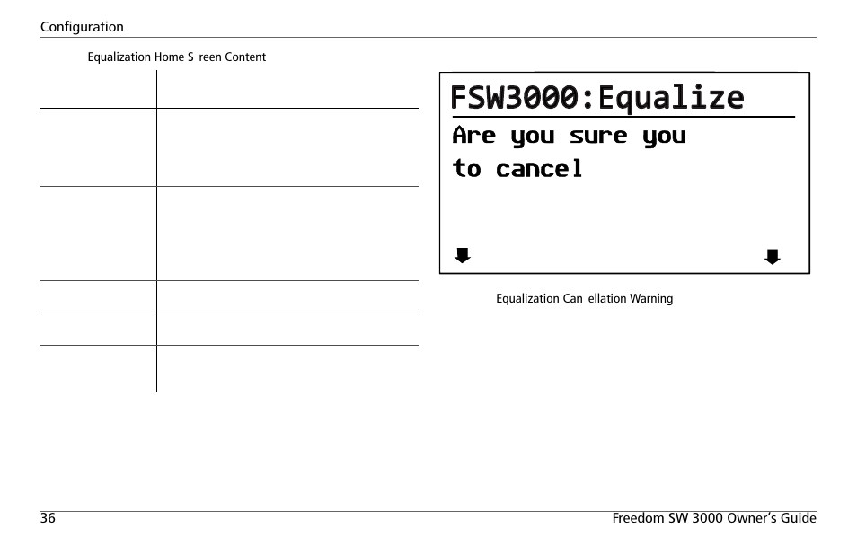 Want equalization, Yes no | Xantrex Technology FREEDOM SW 3000 User Manual | Page 50 / 86