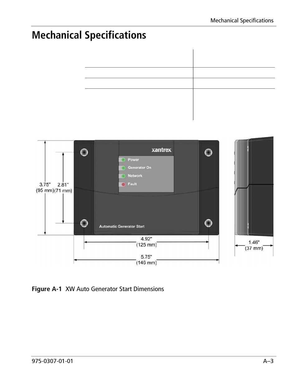 Mechanical specifications | Xantrex Technology XW User Manual | Page 103 / 124